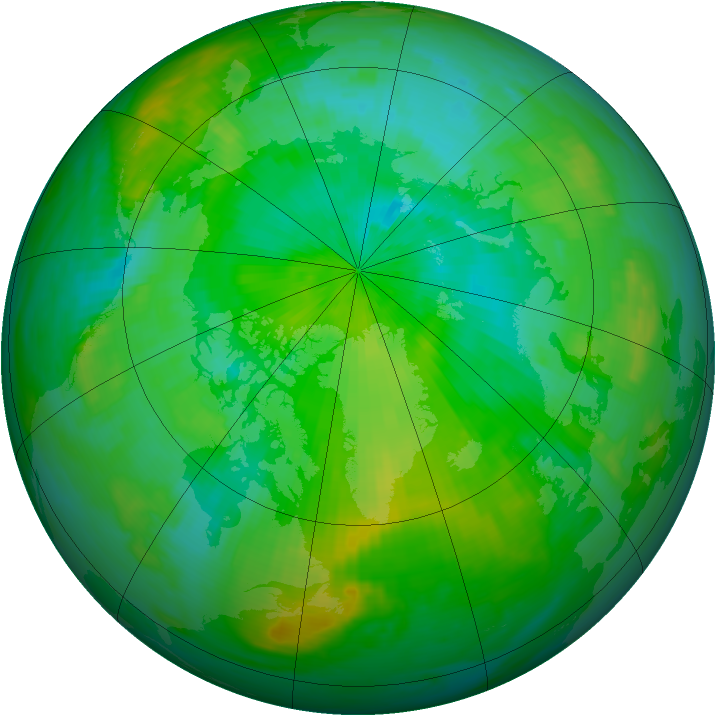 Arctic ozone map for 17 August 1980